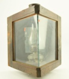 Lot #561 - Superb Primitive Boat Hunting/Gunning Lantern with oil lamp encased in triangular