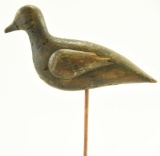 Lot #573 - Primitive New England Origin Carved Plover with Rare raised wings, loss paint and lots