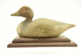 Lot #578 - Crowell Style vintage New England Redhead drake decoy on wooden stand loss of paint