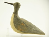 Lot #579 - Primitive Jersey Shore carved Yellowlegs working re-paint with wooden bill 10”  A51.