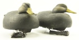 Lot #613 - Pair of Ned Mayne, New Castle, DE working cork body Black Ducks branded Mayne on