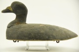 Lot #617 - J.C. Pike Maine Scoter Decoy in original paint with gunning wear branded J.C. Pike