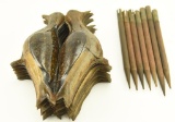 Lot #627 - Complete set of (10) folding metal “Tinnie” plover decoys in metal tin with (7) stakes