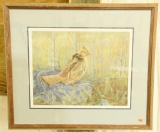 Lot #638 - “On the Alert” framed print of Bob White Quail S/N Burt Schuman A.P. 24” x 27”