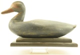 Lot #645 - Very Early New Jersey Oversized Black Duck decoy on wooden stand circa 1850. Note on