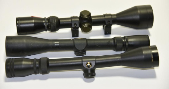 Lot #48 - (3) Rifle Scopes: Simmons 3 x 9 x 40MM Eight Point model, BSA 3 x 9 x 50MM with rings