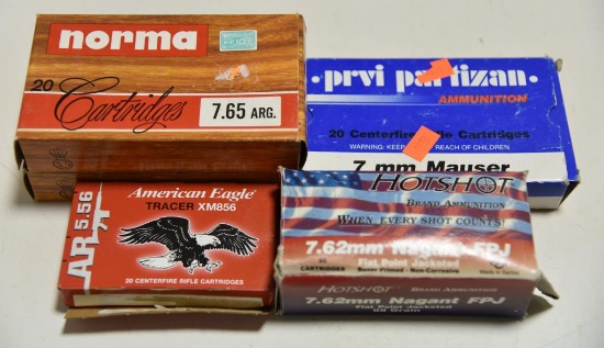 Lot #8 - (2) full boxes of Norma 7.65 Arg 40rds (1) box Prvi partisan 7mm Mauser Ammo 20rds,