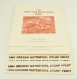 Lot #123 - (8) Migratory Waterfowl Stamp prints: (6) 1984 Oregon First of State Waterfowl Stamp