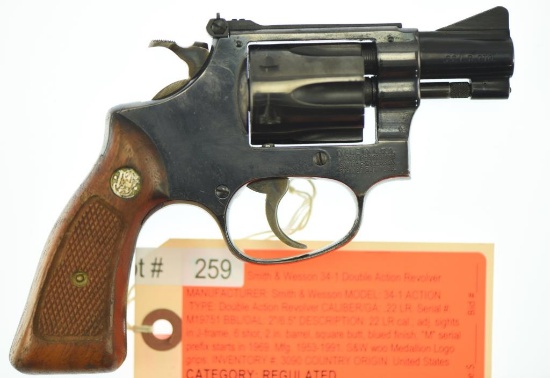 MANUFACTURER/IMP BY: SMITH & WESSON, MODEL: 34-1, ACTION TYPE: Double Action Revolver, CALIBER/