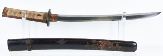 Lot #259C - Japanese Katana Dagger with wood Scabbard