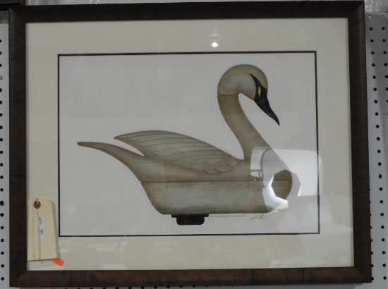 Lot #383 - Framed print of Whistling Swan Decoy