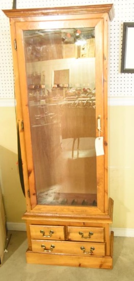 Lot #385B - Pine 6 gun cabinet with lower storage 6' T x 30"W
