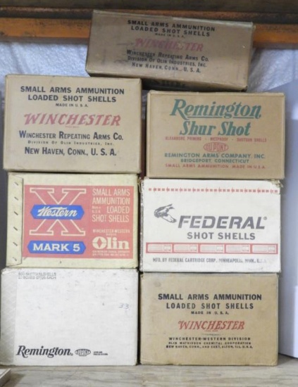 (7) Vintage cardboard shotshell Case boxes: