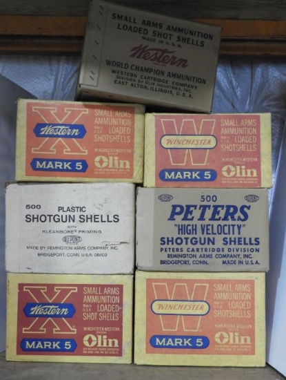 (7) Cardboard shotshell case boxes: Western X