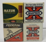 (4) Vintage boxes of 12 gauge 2 ¾” # 4 shot: