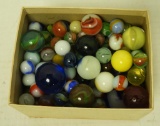 Box full of vintage marbles