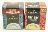 (2) Value Pack Federal .22 long ammo boxes 550