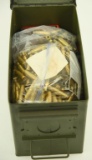 Ammo can full of 6.8SPC spent brass and (3)boxes of Hornady Match 110 grain bullet tips