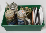 (3) Waterfowl themed steins, pins, and (4)
