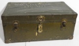 Vintage foot locker and contents: Fox tail,