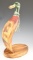 Figural Mallard Duck wooden wine bottle holder