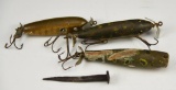 (3) Vintage wooden fishing lures