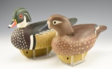 Pair of Willard D. Bowen carved Wood Ducks drake