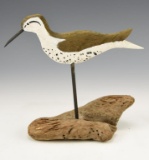 Bill Spriggs 1997 Plover decoy on driftwood