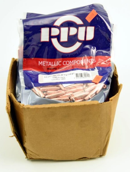 Lot #2081 - (6) Unopened packs of PPU 6.5MM .264 FMJ bullets (approx. 600 bullet tips total)
