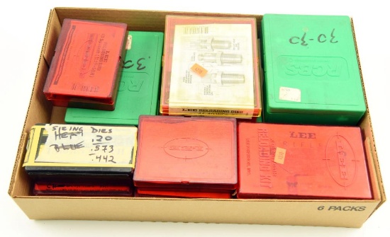 Lot #2106 - Entire box of reloading dies by lee and RCBS to include but not limited to: 30-30,