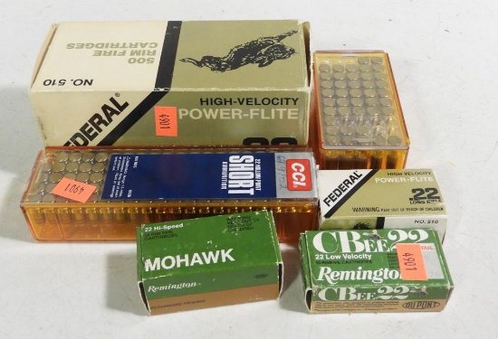 Lot #2136 - (1) brick of Federal .22 long rifle rounds (500), CCI .22 short rounds, .22 magnum