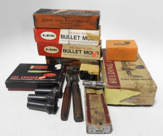 Lot #2155 - Box of Reloading Supplies and Accessories: Belding and Mull Powder Measure, Irwin