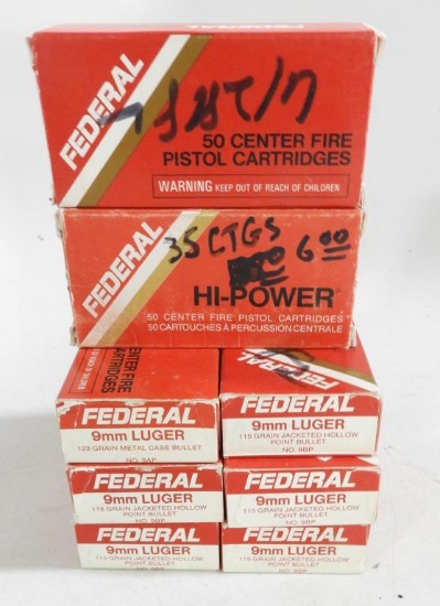Lot #2171 - (8) boxes of Federal 9mm luger pistol ammo (approx. 400 rounds total)