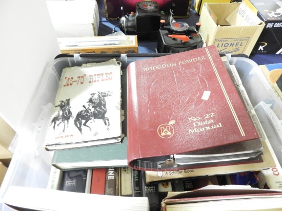 Lot #2176 - Entire tote full of gun books, rifle books, reloading books, etc.