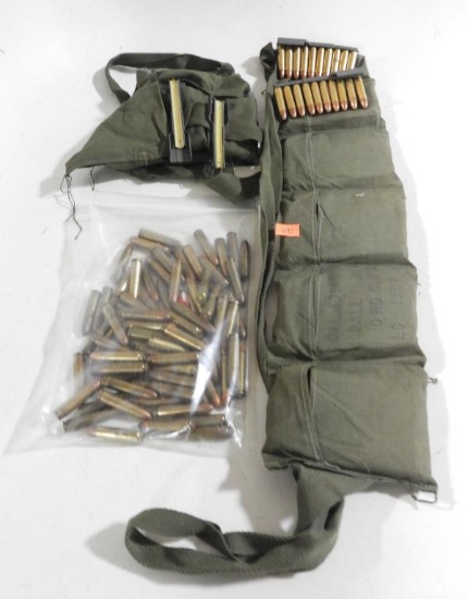 Lot #2207 - (1) US Army Bandolier full of (6) 20 round M1 30 carbine rounds (approx. 120 total)