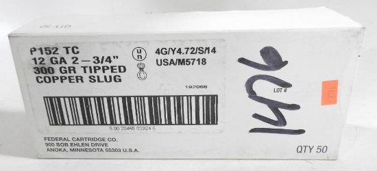 Lot #2229 - Entire unopened case of Federal 12 gauge 2 ¾” 1 oz deer slugs (10 boxes of 5 each