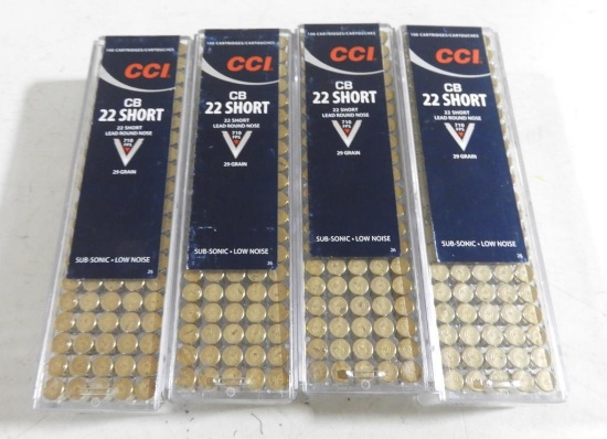 Lot #2235 - (4) Packs of CCI .22 short subsonic low noise ammo in original packaging (400 rounds
