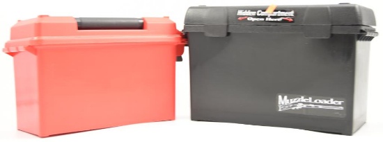 Lot #2245 - (2) hand plastic field storage boxes