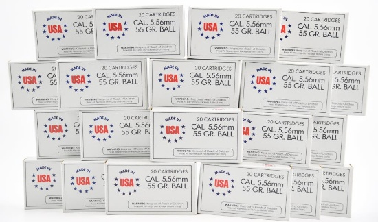 Lot #2281 - (20) boxes of Olin Winchester 5.56mm 55 grain ball ammo (approx 400 rounds total)	