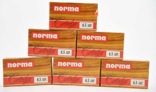 Lot #2283 - (6) boxes of Norma 6.5 Jap 139 gr ain (approx 120 rounds total)	