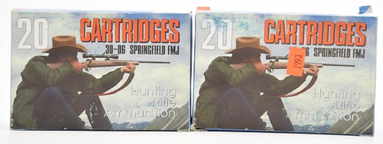 Lot #2287 - (2) boxes of Barnual Ammunition Russia 30-06 Springfield FMJ (40 rounds total)	