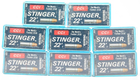 Lot #2307 - (8) Boxes of CCI Stinger .22 cal long rifle rounds (450 rounds total)