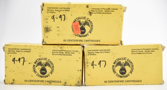 Lot #2318 - (3) boxes of UMC 9mm luger 115 grain ammo (approx 150 rounds total)	