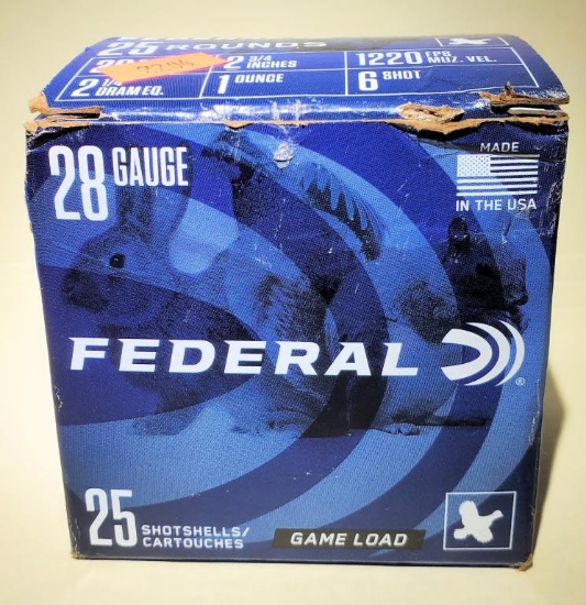 Lot #2321 - 1 Box (25 Rds) of Federal 28 GA Game load shot shells