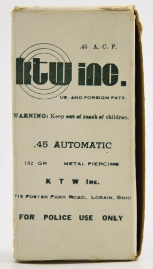 Lot #2333 - (1) box of KTW Inc. .45 automatic 182 grain metal rounds (50 total)	