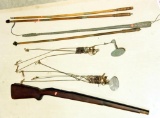 Lot #2044 - Wooden gun stock, wooden rifle cleaning rods, etc.