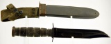 Lot #2069 - Marked U.S. Navy MK II Ka Bar knife with metal scabbard approximately 14”
