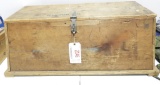 Lot #2146 - Vintage wooden military storage crate: WWI leather protectors, WWI leather pouch,