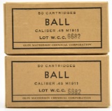 Lot #2294 - (2) boxes of USGI Olin Caliber .45 Ball M1911 ammo (approx 100 rounds total)	