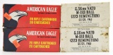 Lot #2330 - (2) boxes of 5.56 mm M-193 Ball ammo, (2) boxes of American Eagle .223